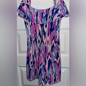 Lilly Pulitzer Klea Romper Ruffle Off The Shoulder in Amethyst One Too SIZE XS